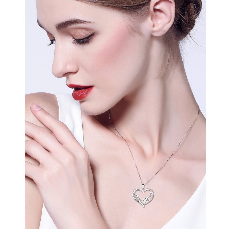 DAOCHONG Mama Bear Necklace S925 Sterling Silver Mama Bear with Cub Heart Pendant Necklace for Family (3 cubs) - Image 5